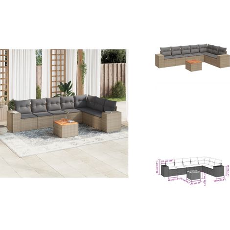 8-tlg. Garten-Sofagarnitur mit Kissen Beige Poly Rattan - Gartensorte - Gartenmöbelset - Esszimmergarnitur - Lounge Möbel - Outdoor Furniture (1/3)