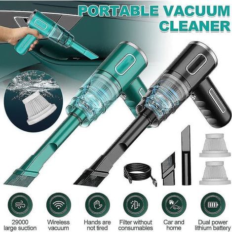 Aspirateur de voiture puissant 29 000 Pa, sans fil, pour liquides et poussières, à aspiration puissante et portable N3 29000PA - Noir (1/4)