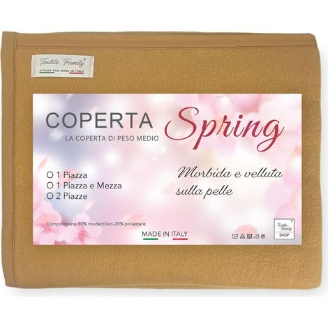 COPERTA Leggera estiva SPRING Peso Medio Modacrilico MADE in ITALY Nocciola 1 PIAZZA E MEZZA
