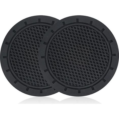 Lot de 2 dessous de verre universels pour porte-gobelet de voiture - Antidérapants - Pour tasse à café - Accessoires de voiture pour femmes - Noir/brillant (noir) (1/3)