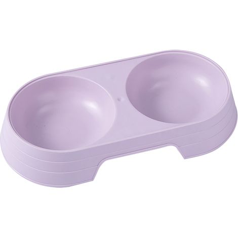 Double Dish Feeder PP Non Slip Detachable Pet Double Bowl for Water Food Cats Dogs Supplies Purple (1/5)