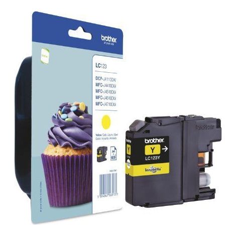 Brother LC-123Y cartucho de tinta 1 pieza(s) Original Alto rendimiento (XL) Amarillo