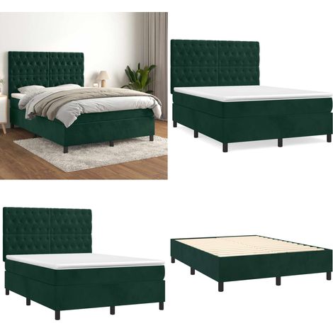 Boxspringbett mit Matratze Dunkelgrün 140x200 cm Samt - Samtbett - Boxspringbett - Doppelbett - Bettenrahmen - Luxusbett - Home & Living (1/5)