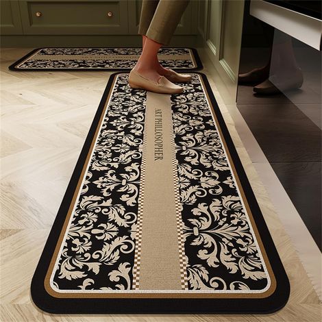 Tapis Cuisine Antidérapant Absorbant Diatomite Tapis de Cuisine, Tapis Cuisine Devant Evier élégantes, Lavable Tapis de Bain Tapis Vaisselle Tapis Douche (Plantes Tropicales,60x180cm) (1/5)