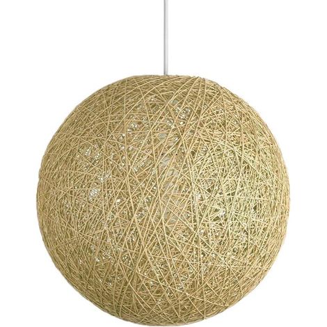 MINKUROW Lampada A Sospensione In Sisal Lampadario In Rattan Con Paralume Rotondo, Diametro (Beige, 25 Cm) (1/5)