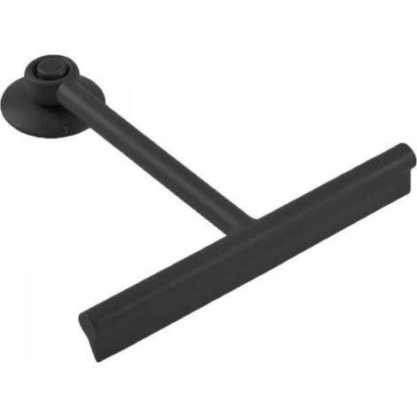 Raclette de douche/nettoyant pour vitres avec support en silicone, nettoyage de salle de bain (noir) (1/5)