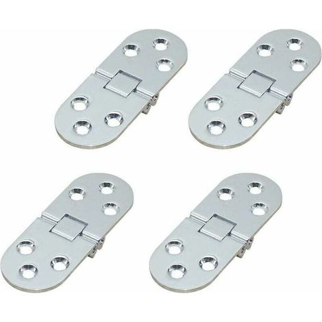 4Pcs Charnières de Table Pliantes, Plat Porte Cabinet pliable Charnières, Zinc Métal Round Edge Machine à Coudre Table Pliante Meubles Flip Plateau Charnière, pour Meubles Armoire (Argent) (1/4)