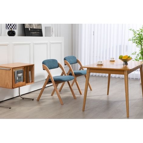 Chaises de salle à manger empilables en bois avec assises rembourrées (lot de 2, avec housses amovibles) conviennent comme chaises d'appoint pour la cuisine, le bureau ou les pique-niques – Bleu. (1/5)