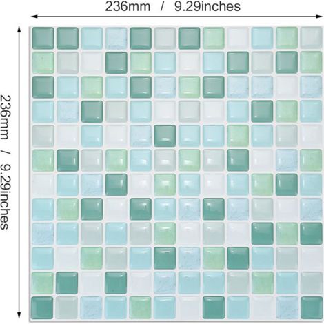 1 Autocollant mural 236x236 mm, motif géométrique, finition 3D, imperméable, pour cuisine salle de bain (1/5)