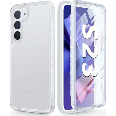 CUSTODIA BUMPER PER SAMSUNG GALAXY S23 CUSTODIA BIANCA OPACA GLASSATA PROTEZIONE A 360° (1/5)