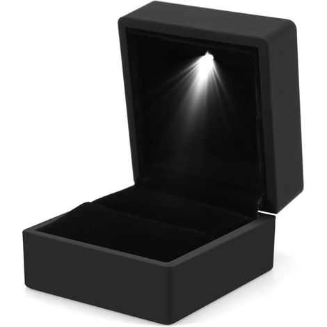 Boîte bague fiançailles mariage LED, coffret bijoux vitrine rangement bague (1/5)