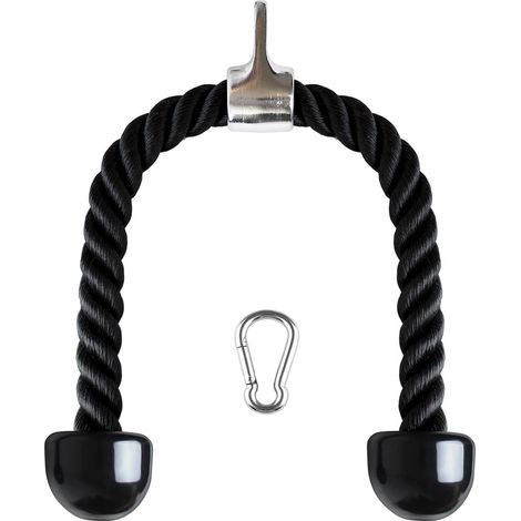 U6935 - Corde Triceps Musculation Nylon Tricep Rope et Poignées Antidérapantes - Dorsal, Biceps, Triceps, Gym ou Maison - Noir (1/3)
