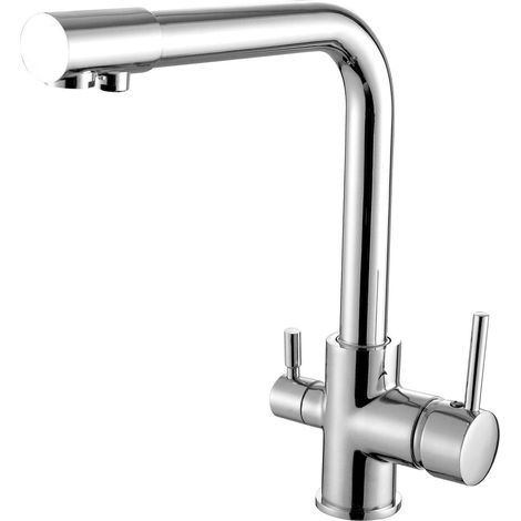 Robinet de cuisine à bec haut avec système d'osmose, double sortie