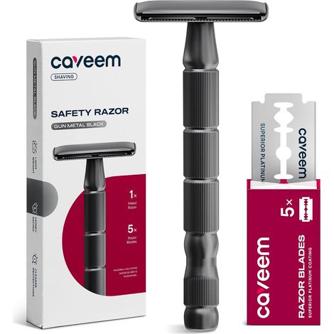 Rasoir de Sûreté à Double Tranchant pour Femme et Homme, Noir Gunmetal (1/5)