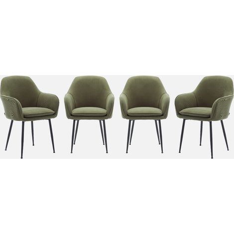 Set 4 poltrone in velluto a coste con gambe in metallo (1/5)