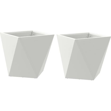 Maison Exclusive - Pflanzkübel 2 pcs Weiß 30 x 30 x 30 cm Stahl