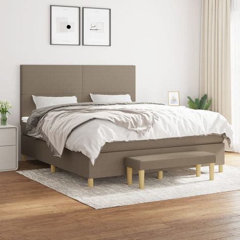 Lit adulte,Lit avec Sommier et Matelas confortable pour Chambre,Ensemble Lit à sommier tapissier Taupe 160x200 cm Tissu -BVN22151 (1/5)