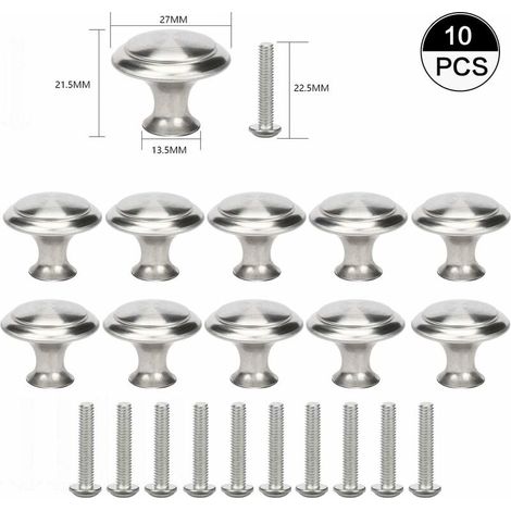 10 small steel drawer handles for furniture, attractive zinc alloy, for doors, drawers, wardrobes, kitchen cabinets, silver-colored, kitchen cabinet handles (1/5)