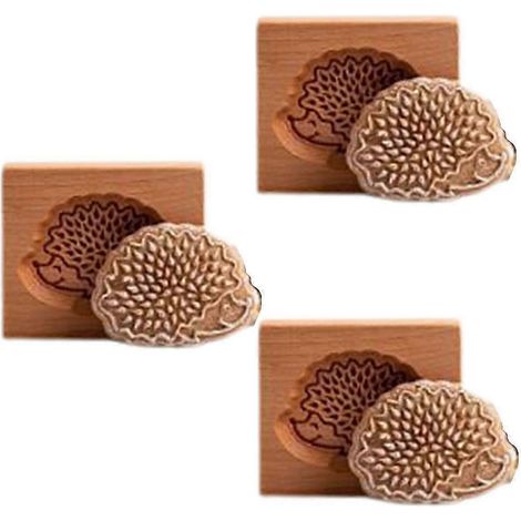 Moule à biscuits en bois en relief, moule à biscuits hérisson en bois sculpté en 3D
