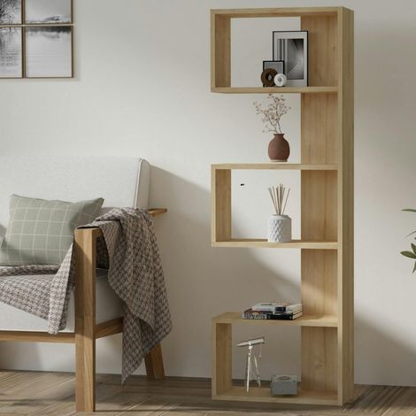 Étagère d'angle moderne effet bois clair - 3 niches MARFA (1/3)