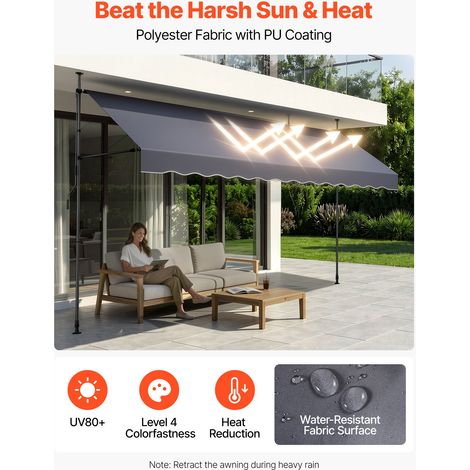 Store Banne Manuel sans Perçage Auvent Rétractable 400 cm pour (1/5)