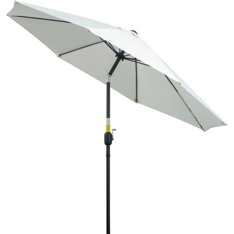 Ombrellone da Giardino 2.65x2.65m Inclinabile su 3 Angolazioni con Manovella, Ombrellone da Esterno con 8 Stecche in Alluminio e Poliestere 180g/㎡, per Cortile, Terrazza e Balcone, Crema