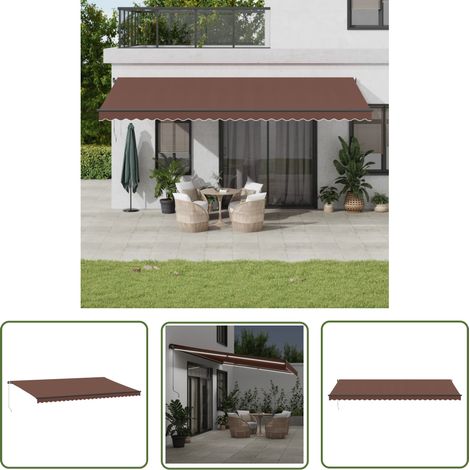 The Living Store Markise Manuell mit LEDs Braun 600x300 cm - Markise - Gartendekoration - Sonnenschutz - Outdoor Möbel - Terrassenzubehör (1/5)