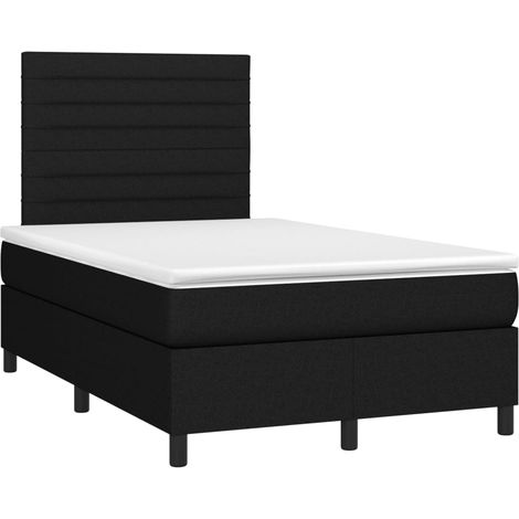 Lit double  Lit adulte  Sommier à lattes de lit avec matelas noir 120x190 cm tissu