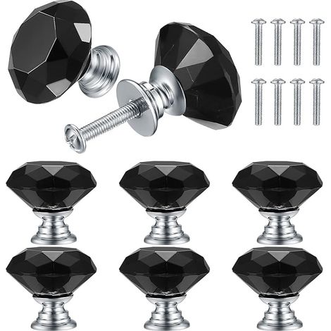 8 Stück Kristall Türknäufe, Schrankknöpfe, Kristallglas Schubladenschränke, Kommode, Schubladen, Knöpfe und Griffe für Küche, Bad, Büro, mit Schrauben - 30mm