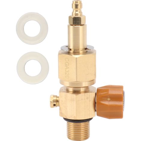 Robinet de remplissage CO2 en laiton M18x1.5, valve haute pression 5000 PSI avec raccord mâle rapide 8mm doré anti-corrosion (1/5)