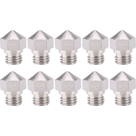 Accessoire pour imprimante 3D : buse d'extrusion MK10 en acier inoxydable 0,4/1,75 mm (1/4)
