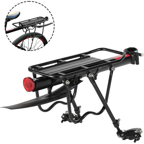 Jiubiaz Portapacchi universale per bici in alluminio con parafango e riflettore – Fissaggio al reggisella – Capacità 50 kg