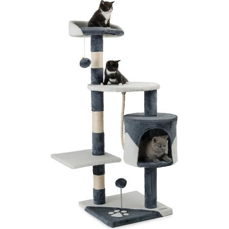 Cat Tree, Height 112 cm, Sisal, Plush, Cave, For Small and Large Cats (1/5)