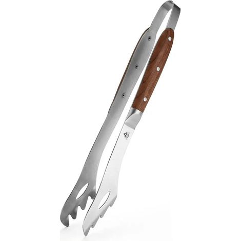 Pince à barbecue avec manche en palissandre, 42,5 cm de long, pince à barbecue haut de gamme, un accessoire indispensable pour les barbecues en plein air. (1/5)