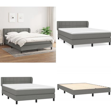 Boxspringbett mit Matratze Dunkelgrau 140x200 cm Stoff - Boxspringbett - Doppelbett - Bettenrahmen - Lattenrost - Matratze - Home & Living (1/5)