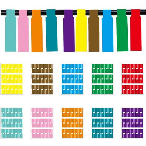 BRAVIX Étiquette de Cables,10 Couleurs 300 Pièces Étiquettes Auto-Adhésives de Câble Étanche Identification Câble pour Imprimantes Laser