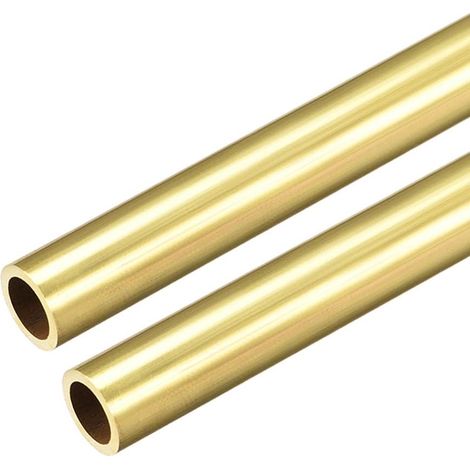 sourcing map Brass Tube Round 300mm Length 10mm External Diameter 1mm Wall Thickness Seamless Straight Pipe 2 Pcs (1/4)