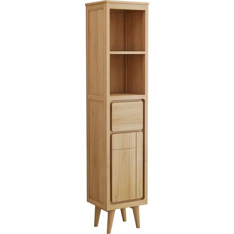 Colonna bagno a piedistallo in teak con mensole H180 cm - BINTUNI (1/4)