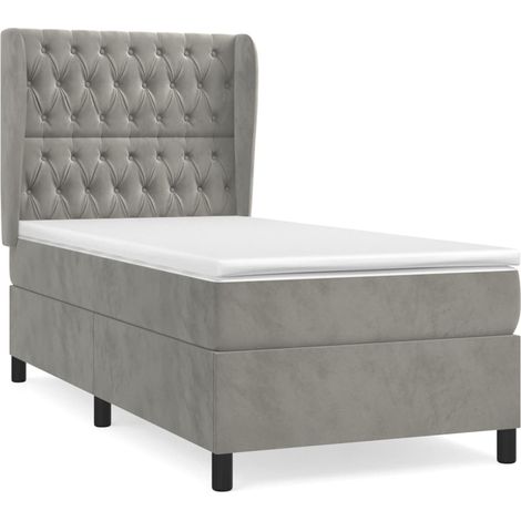 Maison Exclusive - Cama box spring con colchón terciopelo gris cl (1/5)
