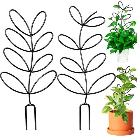Lot de 4 Tuteurs Plantes en Métal Noir Forme Feuille, 11,6 x 31,5 cm, Support Monstera et Plantes... (1/5)