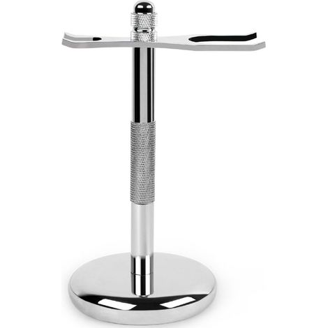Support pour rasoir et blaireau de rasage, coloris argent, accessoire de salle de bain pratique (1/5)
