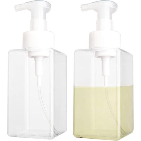2PCS 450ml Transparent Empty Foam Soap Dispenser Liquid Pump Plastic Container for Kitchen and Bathroom