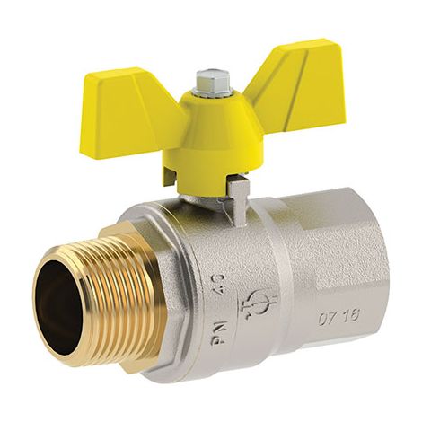 VALVOLA SFERA GAS + FARFALLA MF FUTURGAS FIV - OTTONE NICHELATO 3/4MF- 4 pezzi