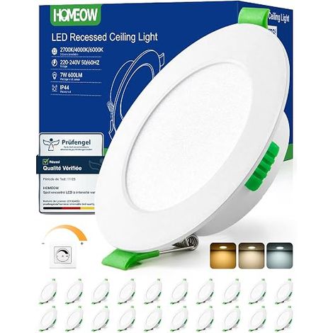 Pack de focos LED empotrables 7W 220V IP44 resistentes al agua (1/5)