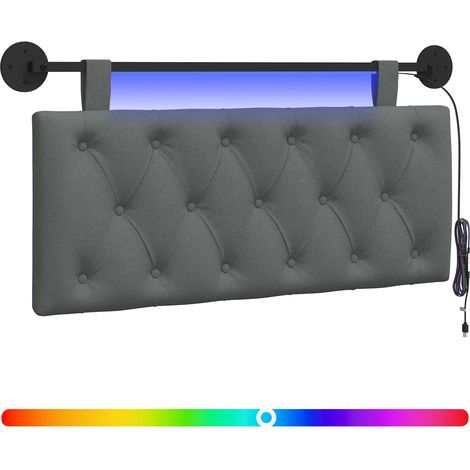 Maison Exclusive - Hängendes Kopfteil Mit LED Licht Dunkelgrau St