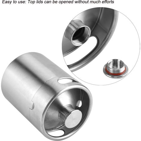 Mini fût à bière en acier inoxydable avec couvercle à spirale - Fournitures pratiques pour la maison et l'hôtel (2L) (1/5)