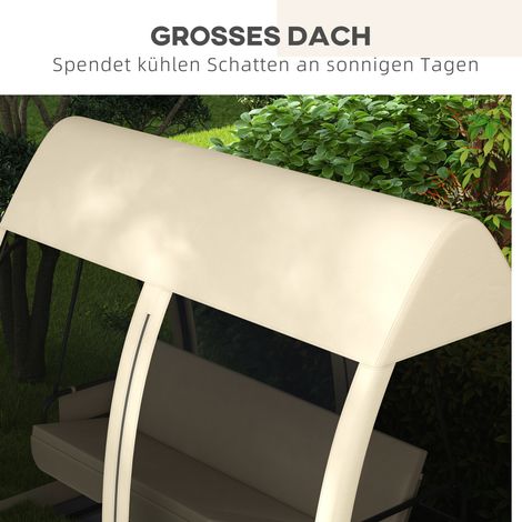 Baldaquin 2-en-1 balancelle de jardin 3 places avec fonction allonge, moustiquaire, banc suspendu charge max 300kg, transat pour terrasse et pelouse, 240x140x197 cm, brun café (1/5)