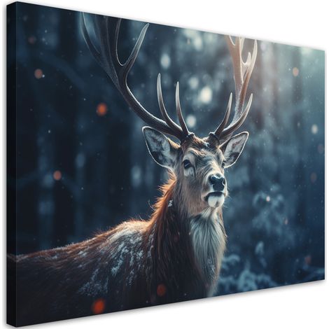 Tableau sur toile Cerf d'hiver 60x40 (1/5)