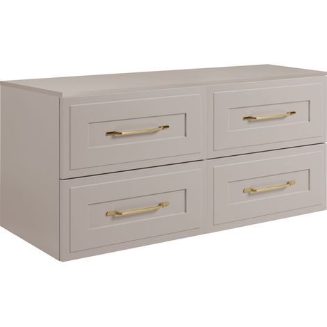 Set di mobili da bagno sotto lavabo, Beige, 120 (2 x 60) x 46 x 58 cm , 3 colori di maniglie a scelta