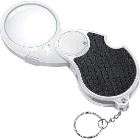 Loupe éclairée avec lumière, Petite loupe de Poche à Main, éclairée à la Main, pour Lire Les pièces de Monnaie, Hobby Travel (5X) (1/5)